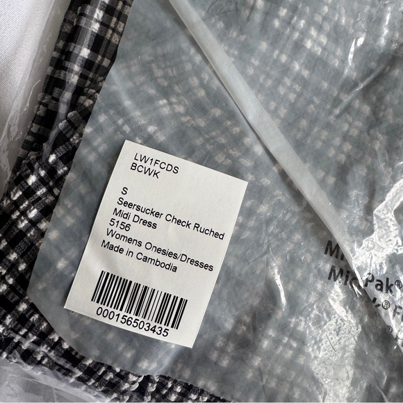 🆕🖤 Lululemon Seersucker Check Ruched Midi Dress - Blister Check White Black - Picture 5 of 6